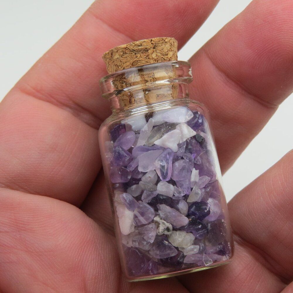 Amethyst Glass Bottles, Chakra Healing Crystals